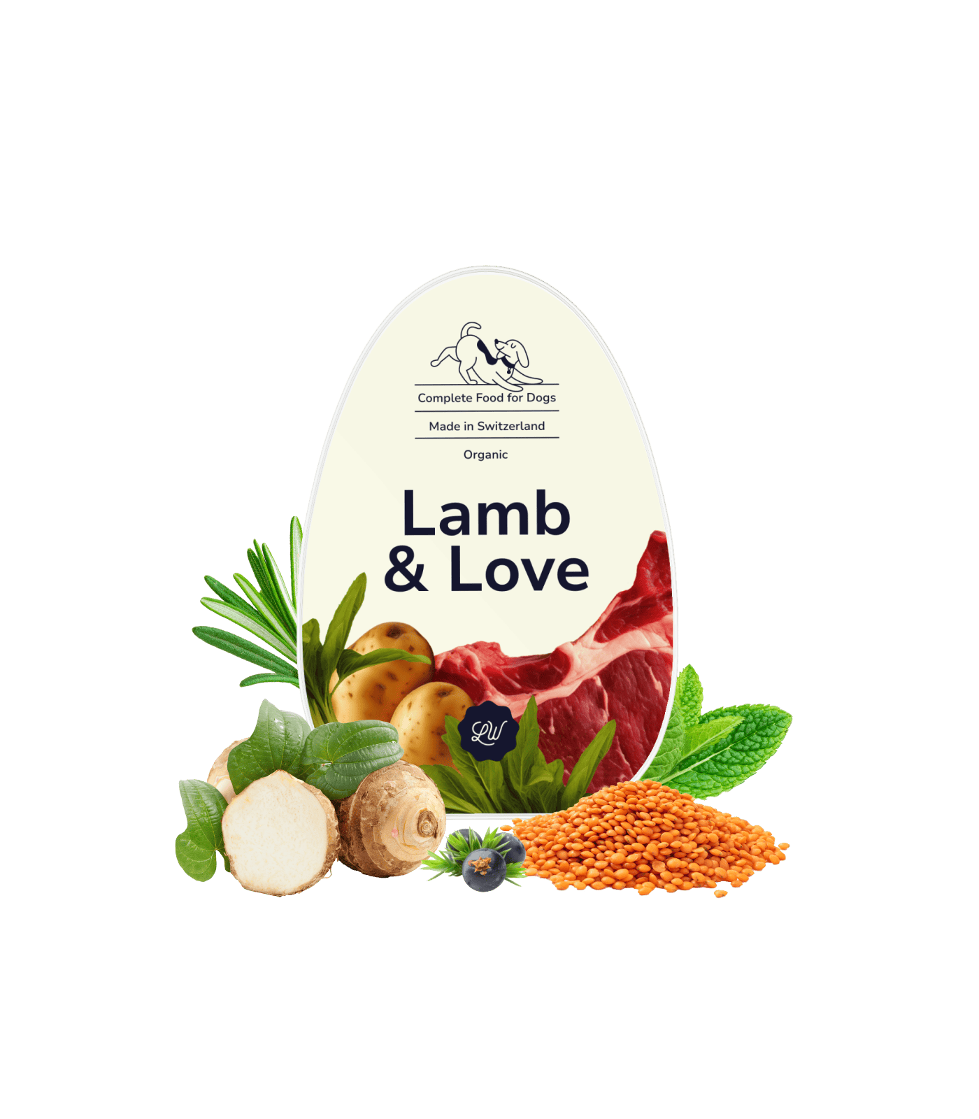 LOONAWELL's Complete Food for Dogs, Lamb & Love to go above and beyond your dog's dietary needs. Organic and human grade. Made in Switzerland.